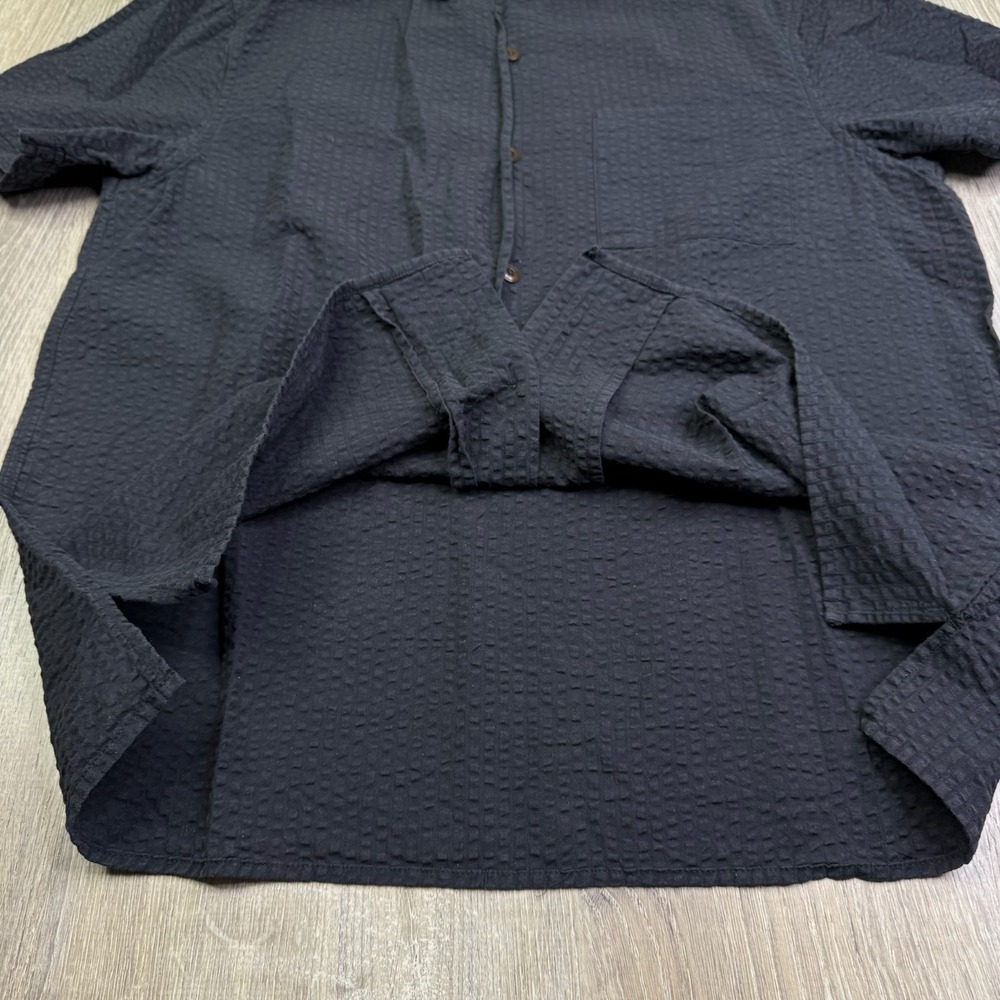 Lucky Brand Mens Black Classic Dobby-Cotton Short-Sleeve Button Up Shirt Size M - Picture 2 of 12